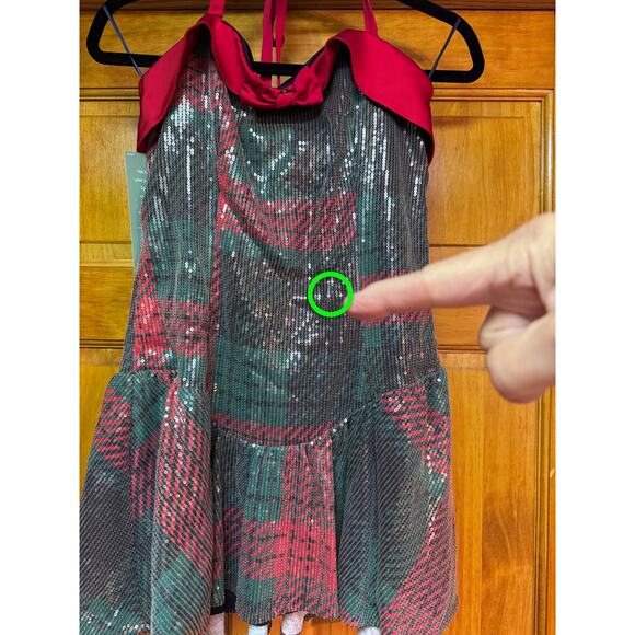 Johnny Wujek for JCPenney Plaid Scarlet Sage Sequin Mini Dress – Size Medium NEW - Picture 8 of 10